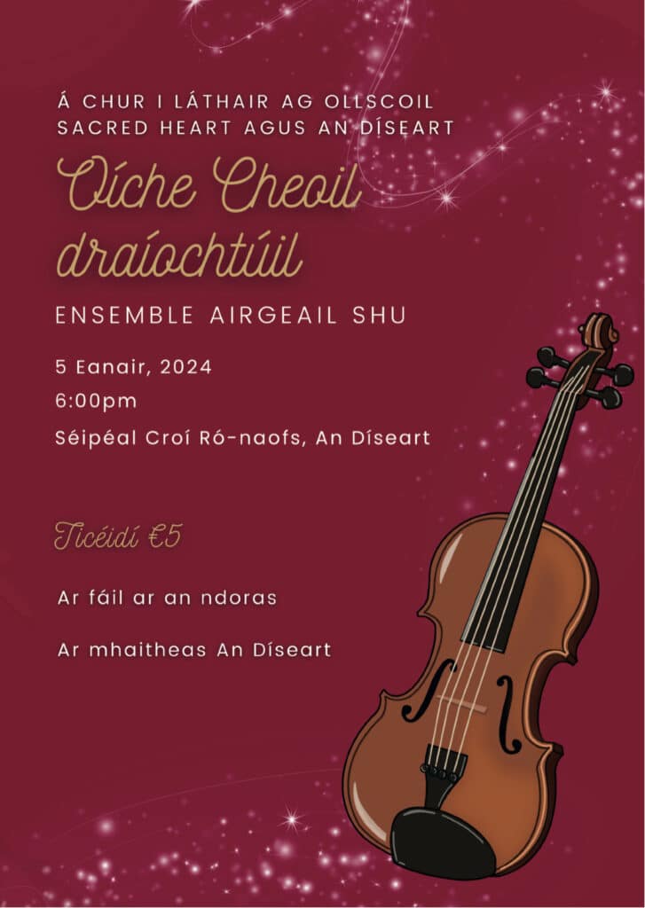 Postaer d'Ensemble aireagail ó Ollscoil chroí ró-naofa sa Diseart